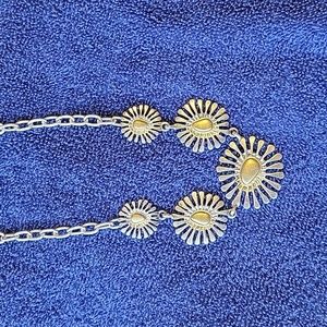 Lucky Brand Women's Floral Collar Necklace Two-Tone Chain Necklace 20"+2"